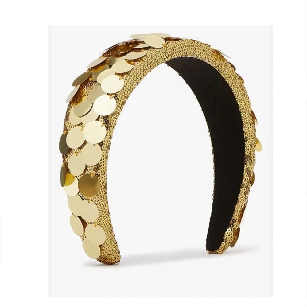 NEW Kate Spade Gold Lamé Sequin Embellished Headband O/S NWT